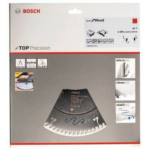 Bosch list kružne testere top precision best for wood 2608642113/ 250 x 30 x 3/2 mm/ 80 Slike