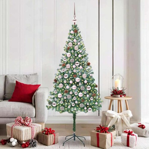 vidaXL Umestno božično drevo med 300 LED Zelena 180 cm PVC in Jeklo Cene