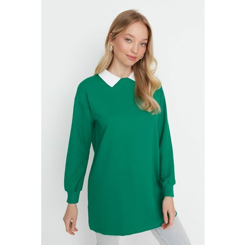 Trendyol Green Polo Neck Knitted Sweatshirt Slike