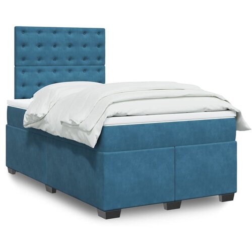 VidaXL Box spring postelja z vzmetnico modra 120x190 cm žamet Slike