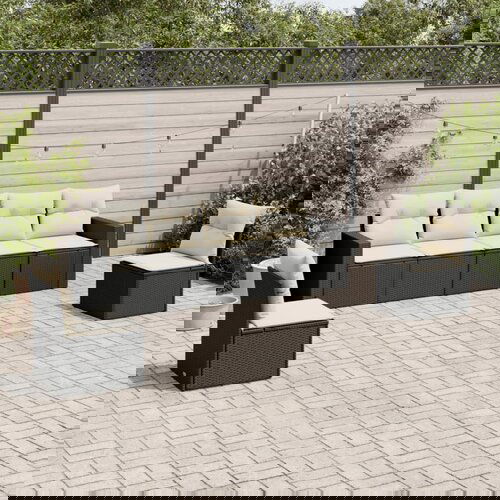 VidaXL 6-dijelni set vrtnih sofa s jastucima crni od poliratana Slike