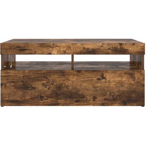  TV ormarić s LED svjetlima boja dimljenog hrasta 90x35x40 cm Smeđa Slike