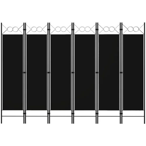 vidaXL Sobna pregrada sa 6 panela crna 240 x 180 cm
