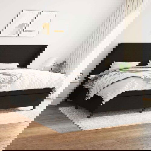  S oprugama i madracem crni 200x200 cm od tkanine Slike