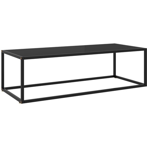 VidaXL Klubska mizica črna s črnim steklom 120x50x35 cm Slike