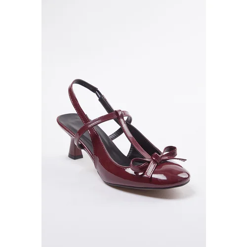 Trendyol Burgundy Bow Women's Thin Heel Shoes