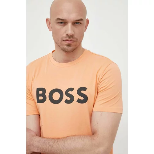 BOSS Orange Bombažna kratka majica BOSS CASUAL moška, oranžna barva