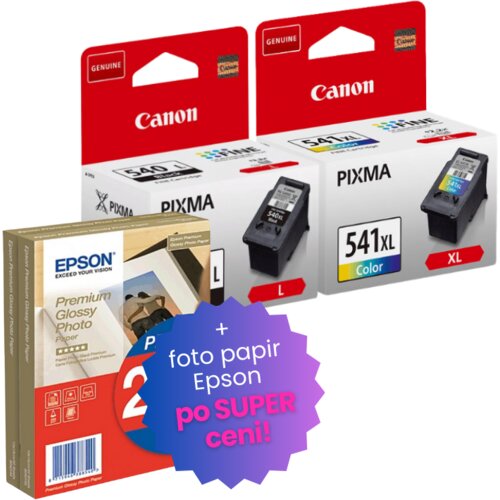Canon Komplet kartuš PG-540L + CL-541XL, original + foto papir Epson po SUPER ceni Cene