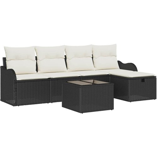 vidaXL 6-delni vrtni kavč s blazinami črni poly rattan, 2-sedežni vrtni kavč s blazinami črni poly rattan Cene
