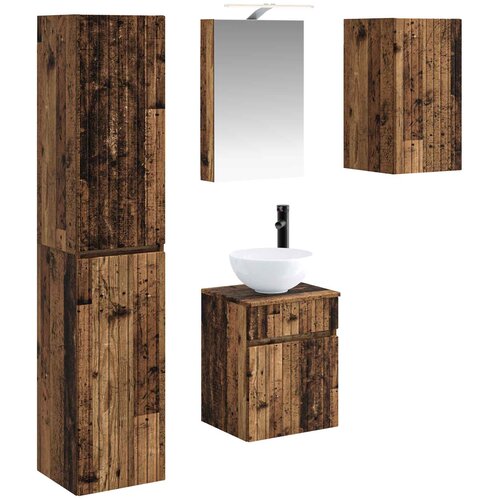  Set ormarića za kupaonicu 5 pcs Staro drvo 40 x 10,5 x 60,5 cm Slike