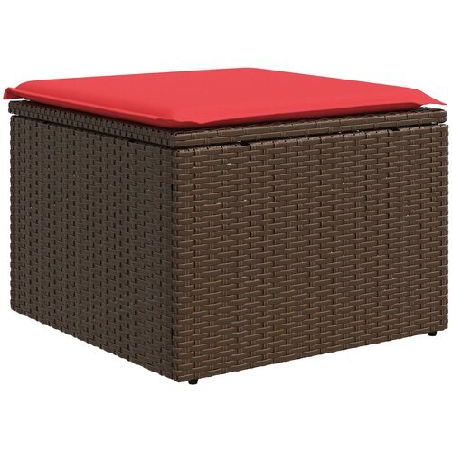 vidaXL Vrtni stolček z blazino rjav 55x55x37 cm poli ratan Cene