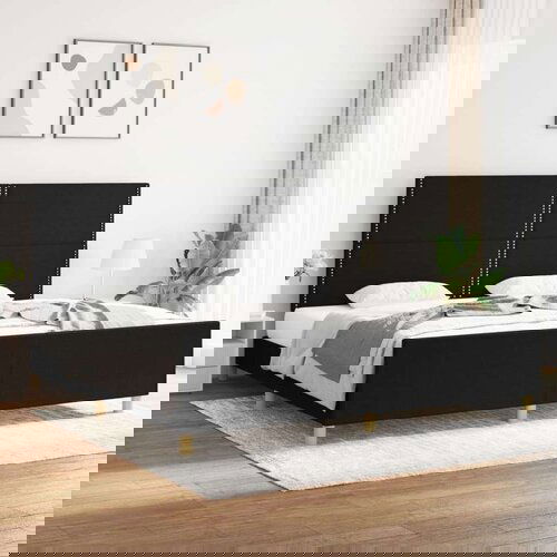  Posteljni okvir z vzglavjem črn 200x200 cm blago, (20906777) Cene