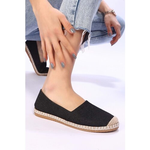 Shoeberry Women's Lurica Black Linen Espadrilles Cene