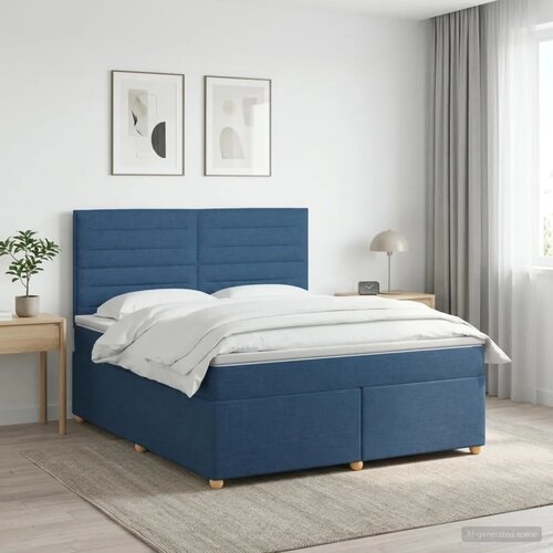  Boxspring krevet s madracem Plava 160 x 200 cm Tkanina - Plava 160 x 200 cm Dizajn linija Slike