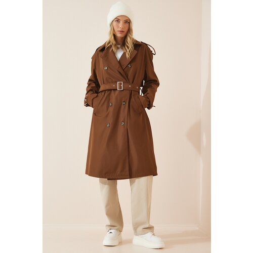 Happiness İstanbul Trench Coat - Brown - Double-breasted Slike