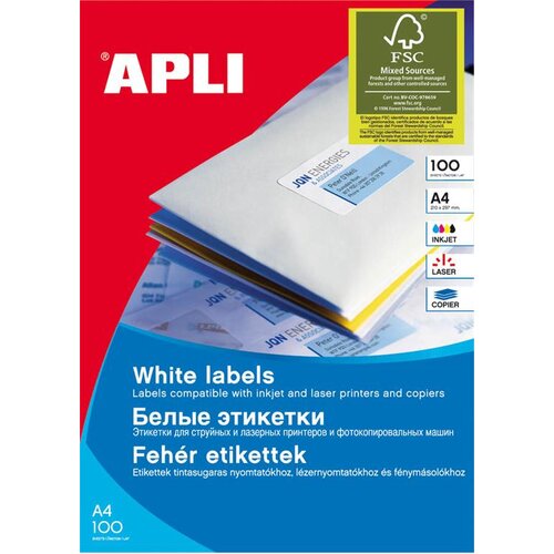 Apli Bele nalepke 64,6 x 33,8 mm, 24/stran 100 listov => AP001263, (20370931) Cene