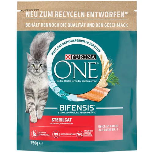 Purina 3 + 1 gratis! ONE suha mačja hrana - Sterilcat z lososom (4 x 750 g)