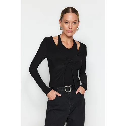 Trendyol Black With Athlete Look, Elastic Knitted Fitted Blouse