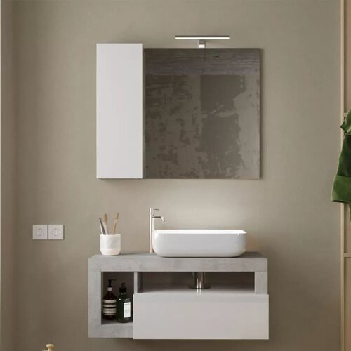 LC Mobili Sjajni bijeli kupaonski ormari� s ogledalom i LED svjetlom HAMBURG 431330-792P Cijene