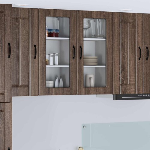  Zidni stakleni ormarić Lucca 2 pcs Smeđi hrast 40 x 31 x 80 cm Cene