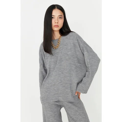 Trendyol Gray Crew Neck Sweater Top-Upper Suit Trendyol Gray Crew Neck Sweater Top-Upper Suit