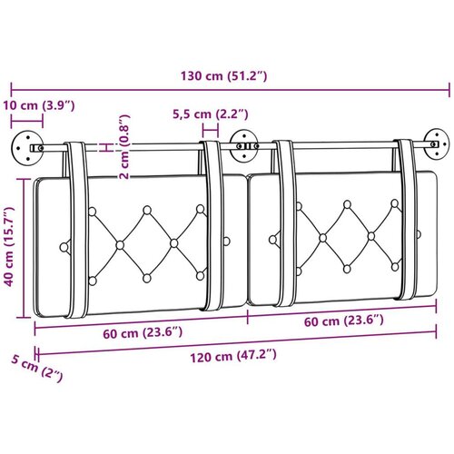  Držeće uzglavlje Zidne Krema 130 x 55 x 5 cm Bar&amp;scaron;un - Krema 120 cm bez LED Slike