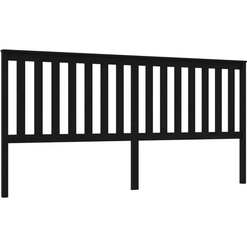  Uzglavlje za krevet crno 206 x 6 x 101 cm od masivne borovine Slike