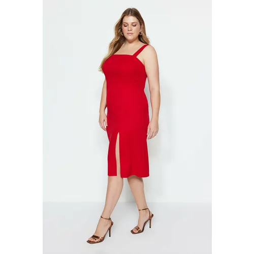 Trendyol curve Plus Size Dress - Red - Bodycon