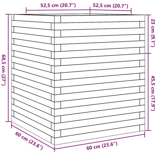  Vrtna sadilica bijela 60x60x68,5 cm od masivne borovine Slike