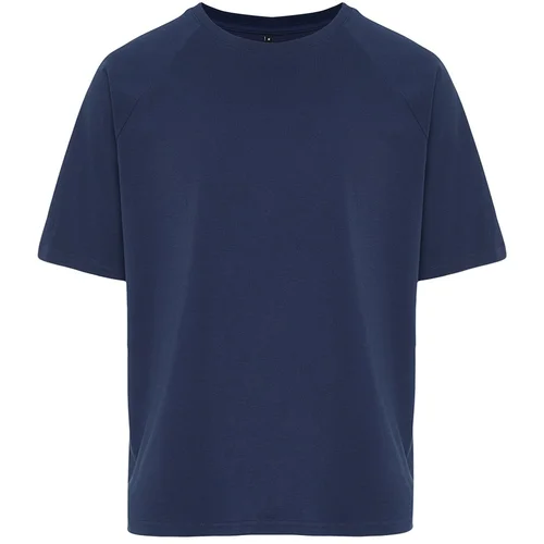 Trendyol Indigo Men's Relaxed/Comfortable Cut Basic 100% Cotton T-Shirt