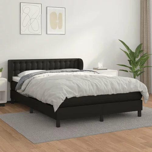  Box spring postelja z vzmetnico črn 140x200 cm umetno usnje, (20724261)