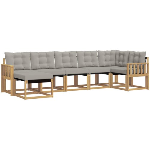  Set vanjskih sofa 7 kom. Bijela i svjetlosiva Smeđa 306 x 128,5 x 73 cm Slike