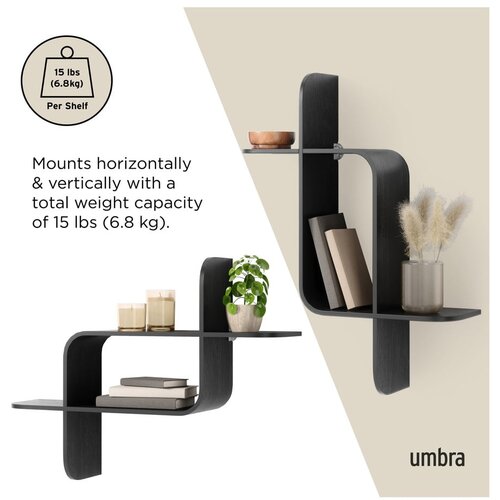Umbra Crna polica s vi&amp;scaron;e razina od masivnog kaučuka 62 cm Montage &amp;ndash; Slike
