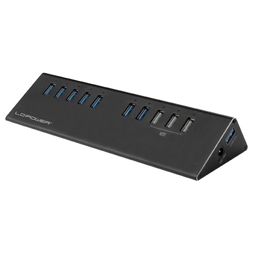 LC Power USB Hub 7+3 Port 3.0 Alu 2B-10 crni Cene