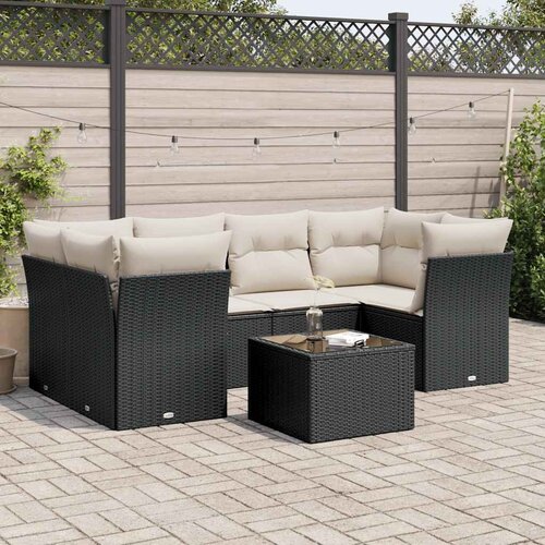  7-dijelni set vrtnih sofa od poliratana s jastucima crni Cijene