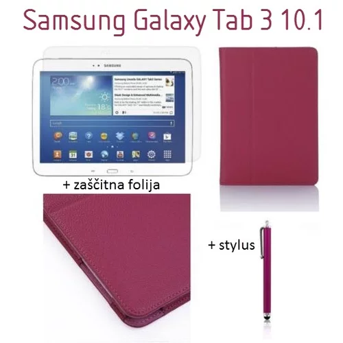  Ovitek / etui / zaščita za Samsung Galaxy Tab 3 10.1 - roza (+ zaščitna folija in pisalo)
