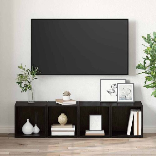  Set TV komoda 4 pcs Crna 37 x 35 x 37,5 cm Konstruirano drvo Slike