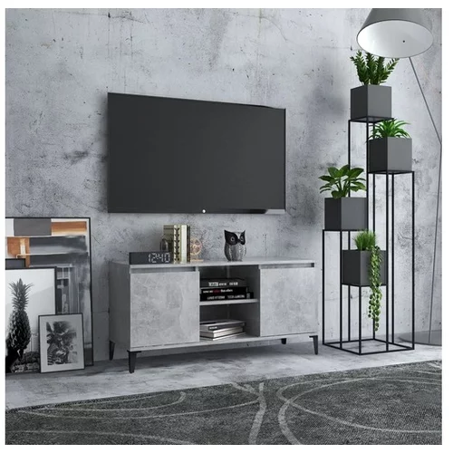 TV omarica s kovinskimi nogami betonsko siva 103,5x35x50 cm