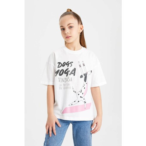 Defacto Girl Oversize Fit Animal Printed Short Sleeve T-Shirt Cene