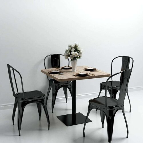 vidaXL Kvadratni stol za bistro od MDF-a i čelika 80x80x75 cm boja hrasta Cijene