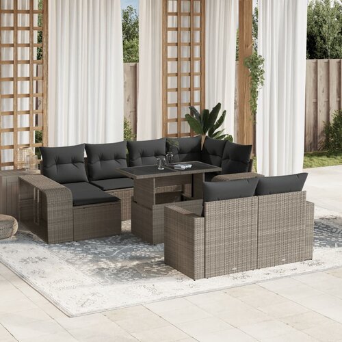 vidaXL 11-dijelni set vrtnih sofa poliratan s jastucima svijetlosivi Cene