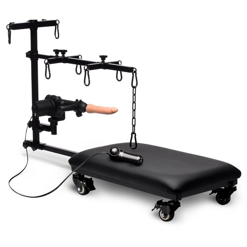 Master Series Hog Tie Restraint Rack with Sex Machine Black Slike