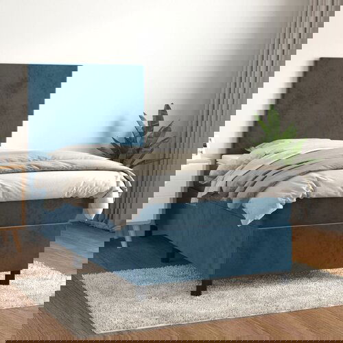 VidaXL Box spring krevet s madracem tamnoplavi 100x200 cm bar&amp;scaron;unasti Slike