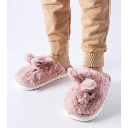 Gemre Pink warm slippers with reindeer ears Cene