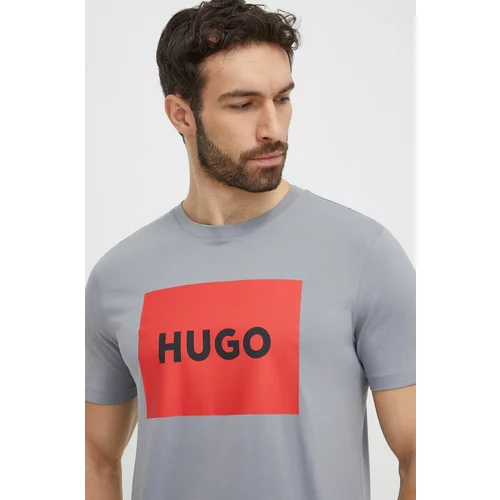 Hugo Bombažna kratka majica siva barva