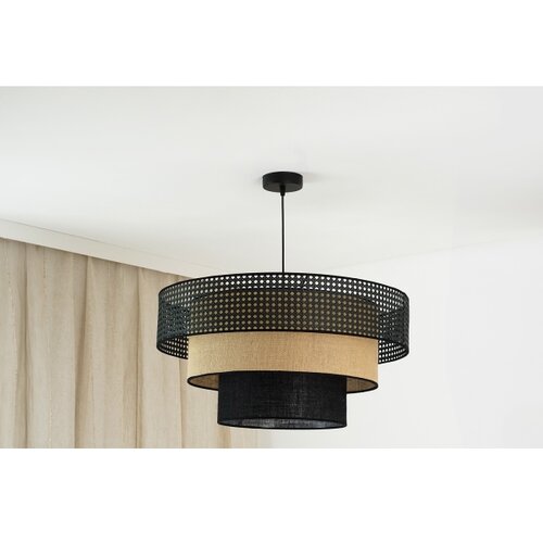  Brilagi - Visilica na sajli DAKOTA LUNETA 1xE27/15W/230V prečnik 60 cm crna/ratan Slike