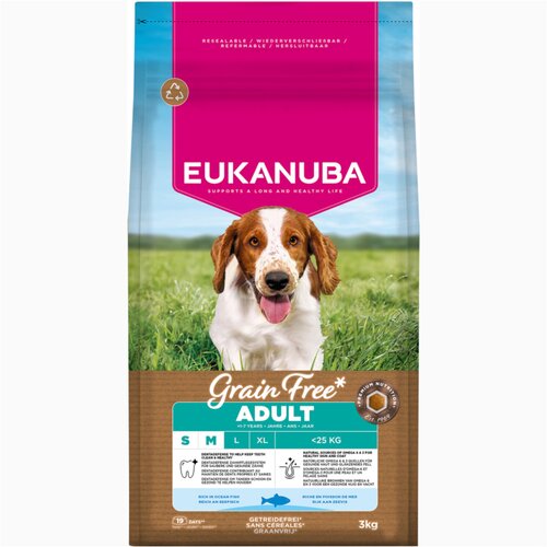 Eukanuba Grain Free Adult Small / Medium Breed s morskom ribom - 2 x 3 kg Cijene