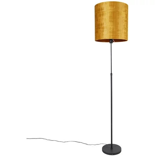QAZQA Stoječa svetilka črna z zlatim odtenkom 40 cm nastavljiva - Parte