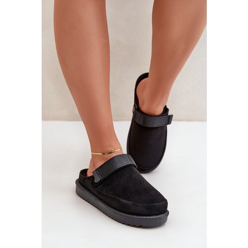 PG2 Warm Ladies Slippers On Platform Black Neliel Slike