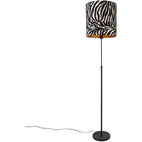QAZQA Stoječa svetilka črna senca zebra dizajn 40 cm nastavljiv - Parte Cene